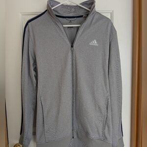 Adidas's Gray 3 Stripe Zip Up Track Jacket